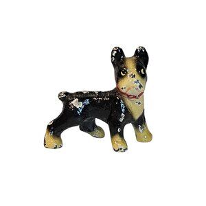 Antique Hubley Cast Iron Boston Terrier Dog Miniature Figurine